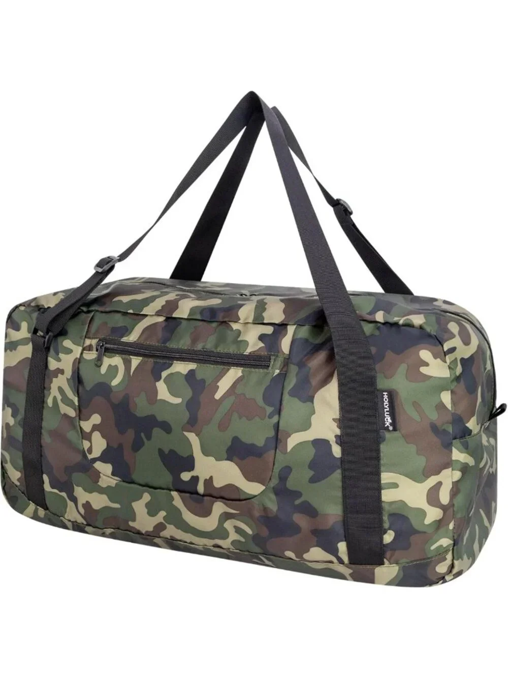 Foldable Travel Duffel Bag - 55L Lightweight Gym Luggage, Green Camo Design